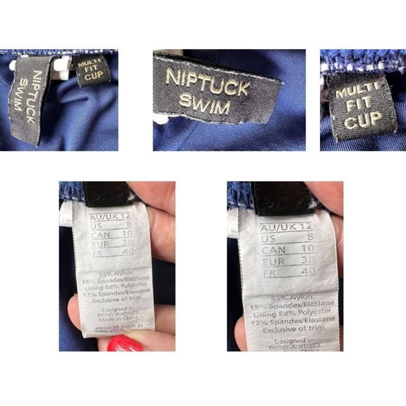 NipTuck Swim Swimsuit Size 8 Sailor Stripe One Piece Navy Red Tummy Cont… - Picture 12 of 12